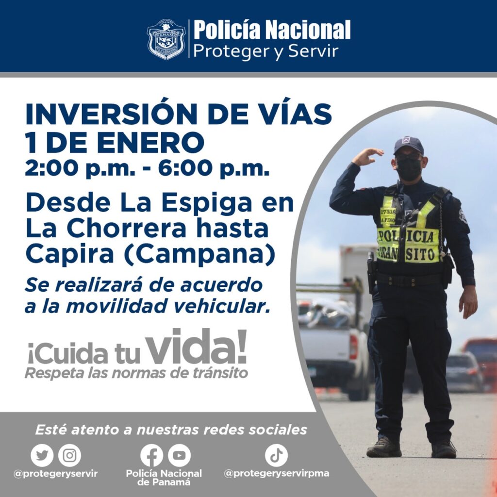 <strong>OPERACIONES DE TRÁNSITO ANUNCIA INVERSIÓN DE VÍAS PARA PERIODO DE ASUETO.</strong> 5 0cb2dc1c 3d6b 4d0d a610 9631769cc315