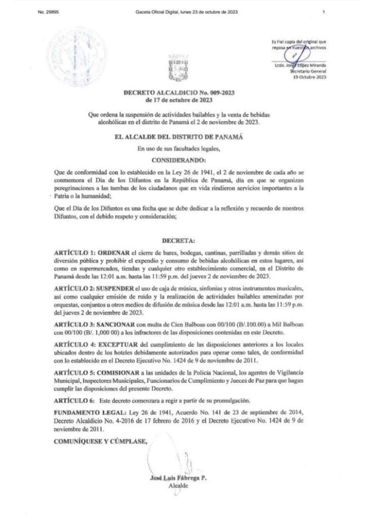 Alcaldía de Panamá declara Ley Seca por ‘Día de los Fieles Difuntos’ 3 WhatsApp Image 2023 10 25 at 10.35.29 AM