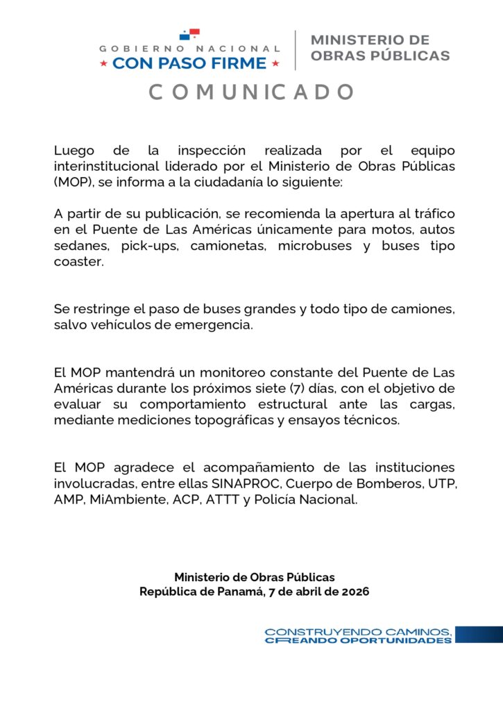 COMUNICADO MOP PUENTE AMERICAS page 0001