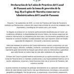 DECLARACIÓN DE LA UNIÓN DE PRÁCTICOS DEL CANAL DE PANAMÁ