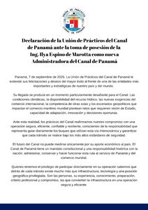 DECLARACIÓN DE LA UNIÓN DE PRÁCTICOS DEL CANAL DE PANAMÁ